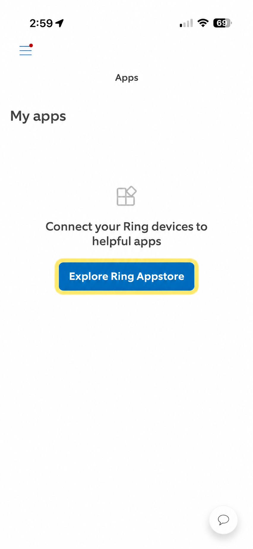 My apps screen with Explore Ring Appstore button